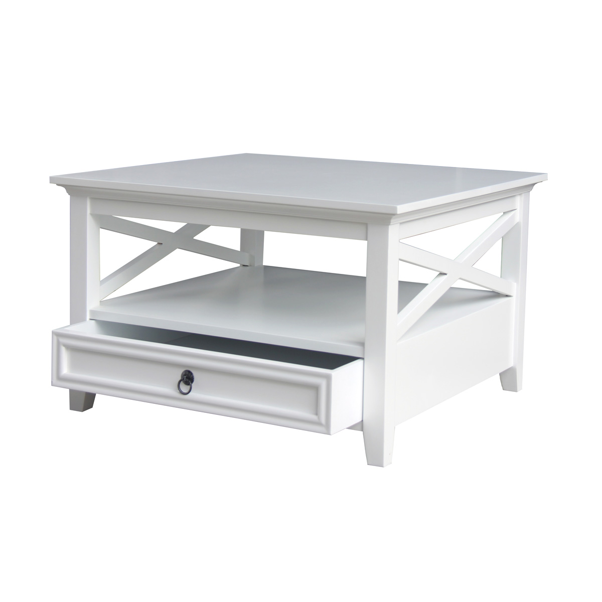 White Solid Wood Square Coffee Table